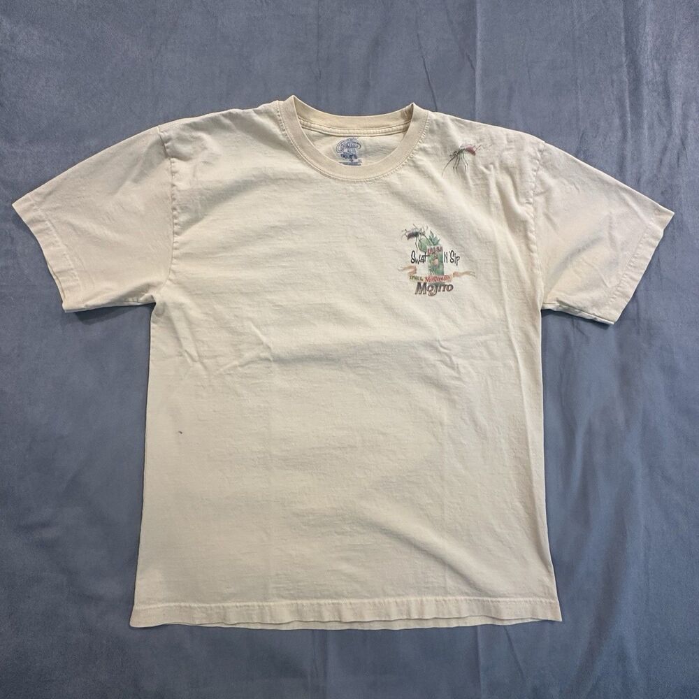 Goin Coastal Shirt Mens Large Mojito Graphic Tee Yellow Mosquito Bugs Y2K